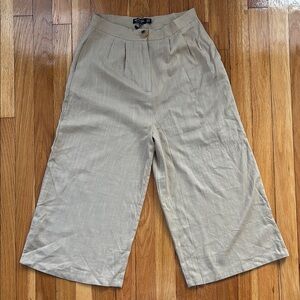 Nasty Gal Beige Linen Blend Culottes